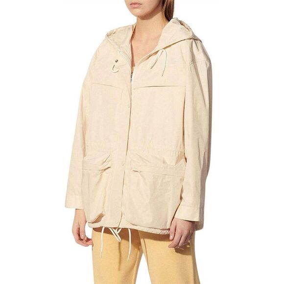 Sandro Womens Socrate Shell Hooded Jacket 8 US / 40 FR Beige - NWT $415 - Picture 5 of 7